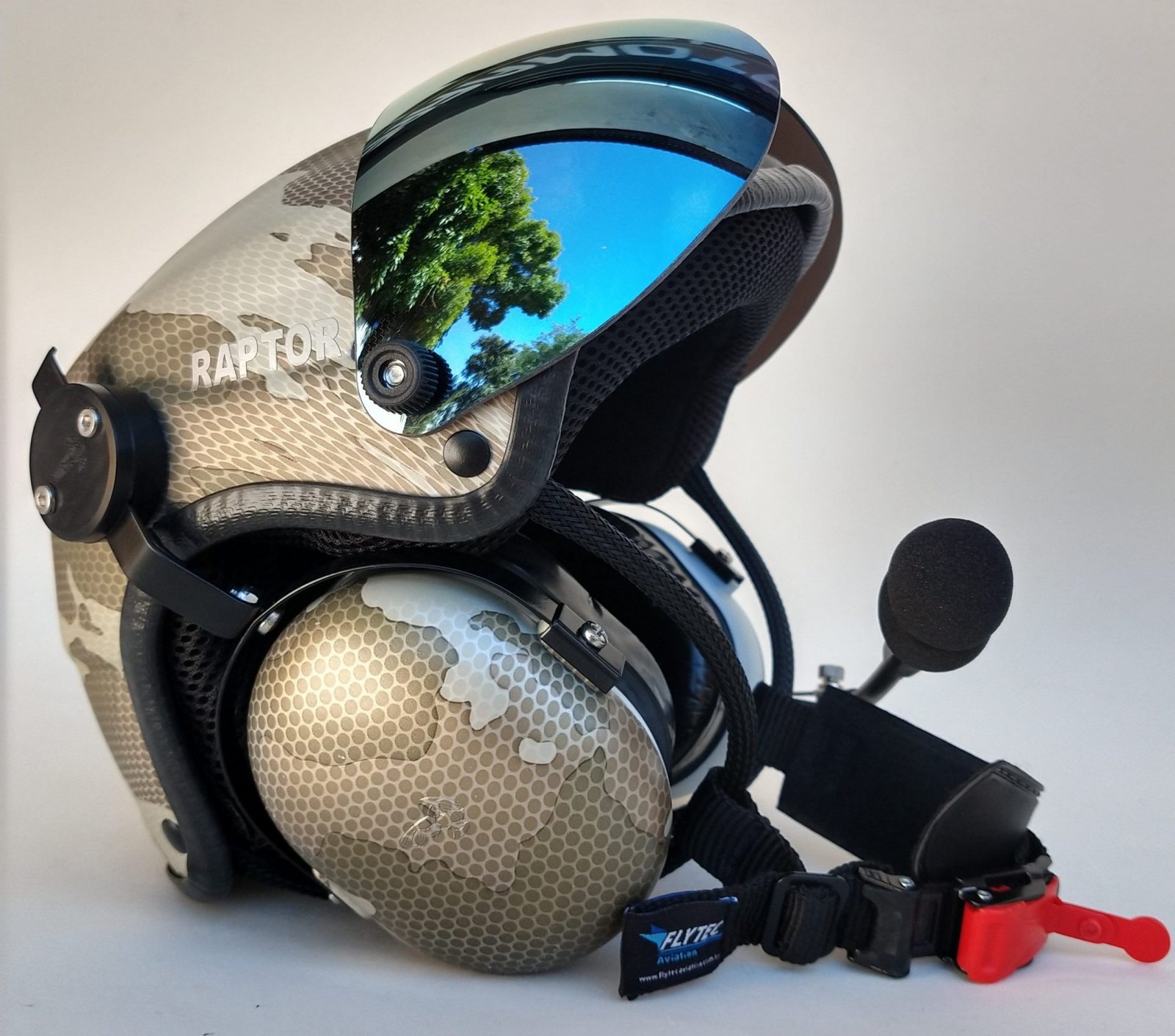CAPACETE RAPTOR COMBAT DESERT COR CAMUFLADO COM VISEIRA AZUL IRIDIUM - Imagem 3