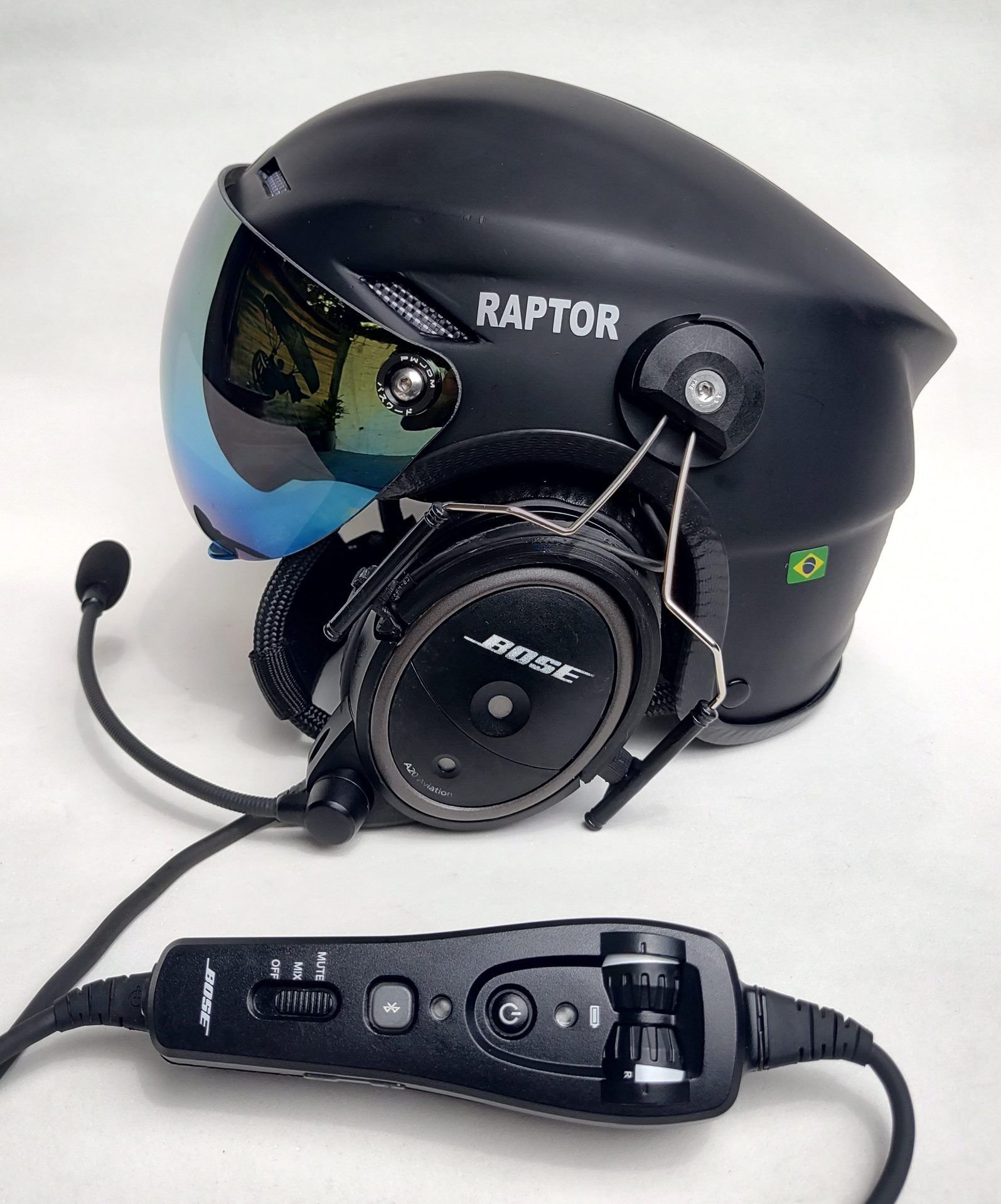 CAPACETE RAPTOR COM FONIA BOSE A20 BLUETOOTH DUAL PLUG PARA AVIAÇÃO. - Imagem 6