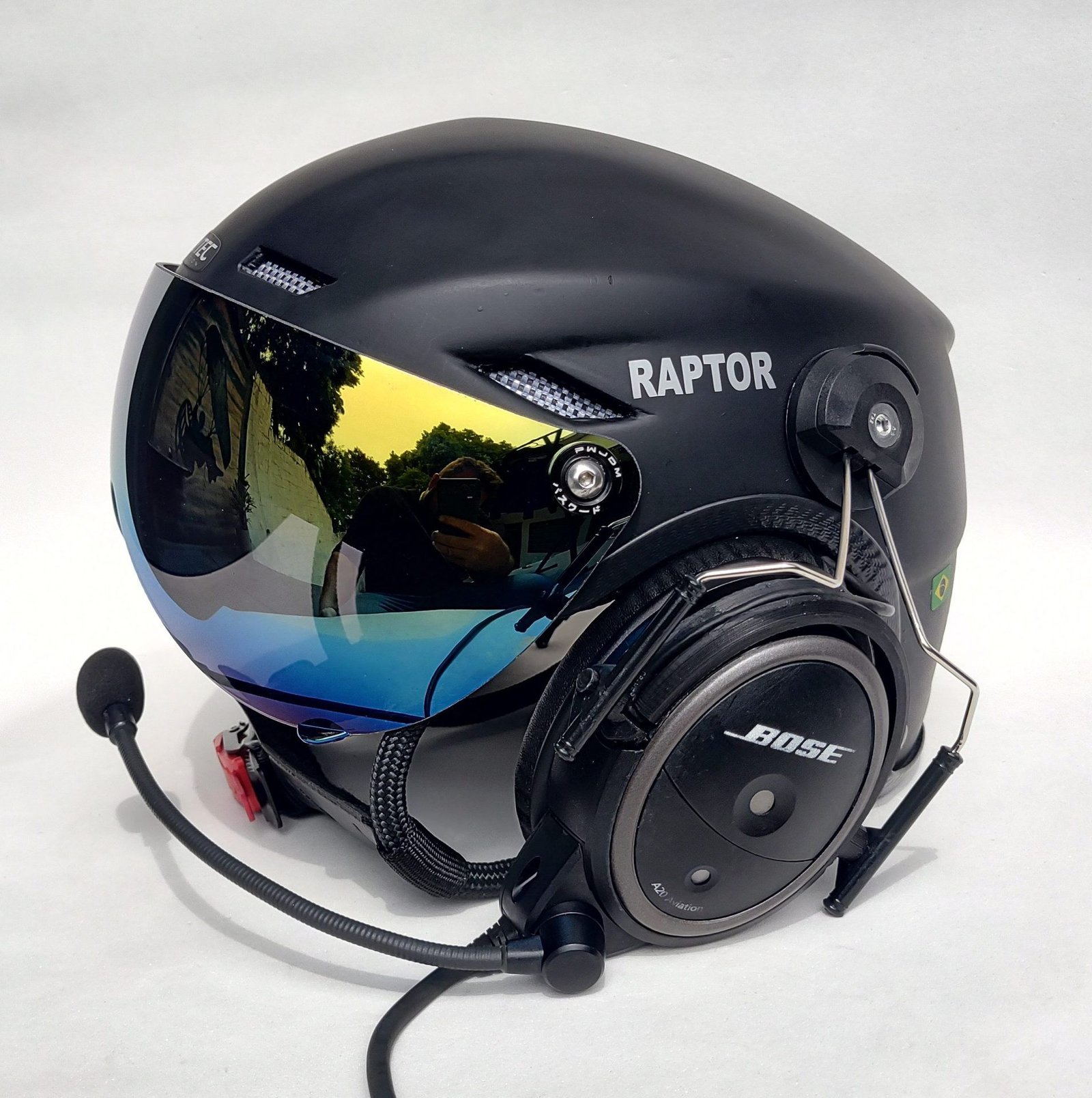 CAPACETE RAPTOR COM FONIA BOSE A20 BLUETOOTH DUAL PLUG PARA AVIAÇÃO. - Imagem 7