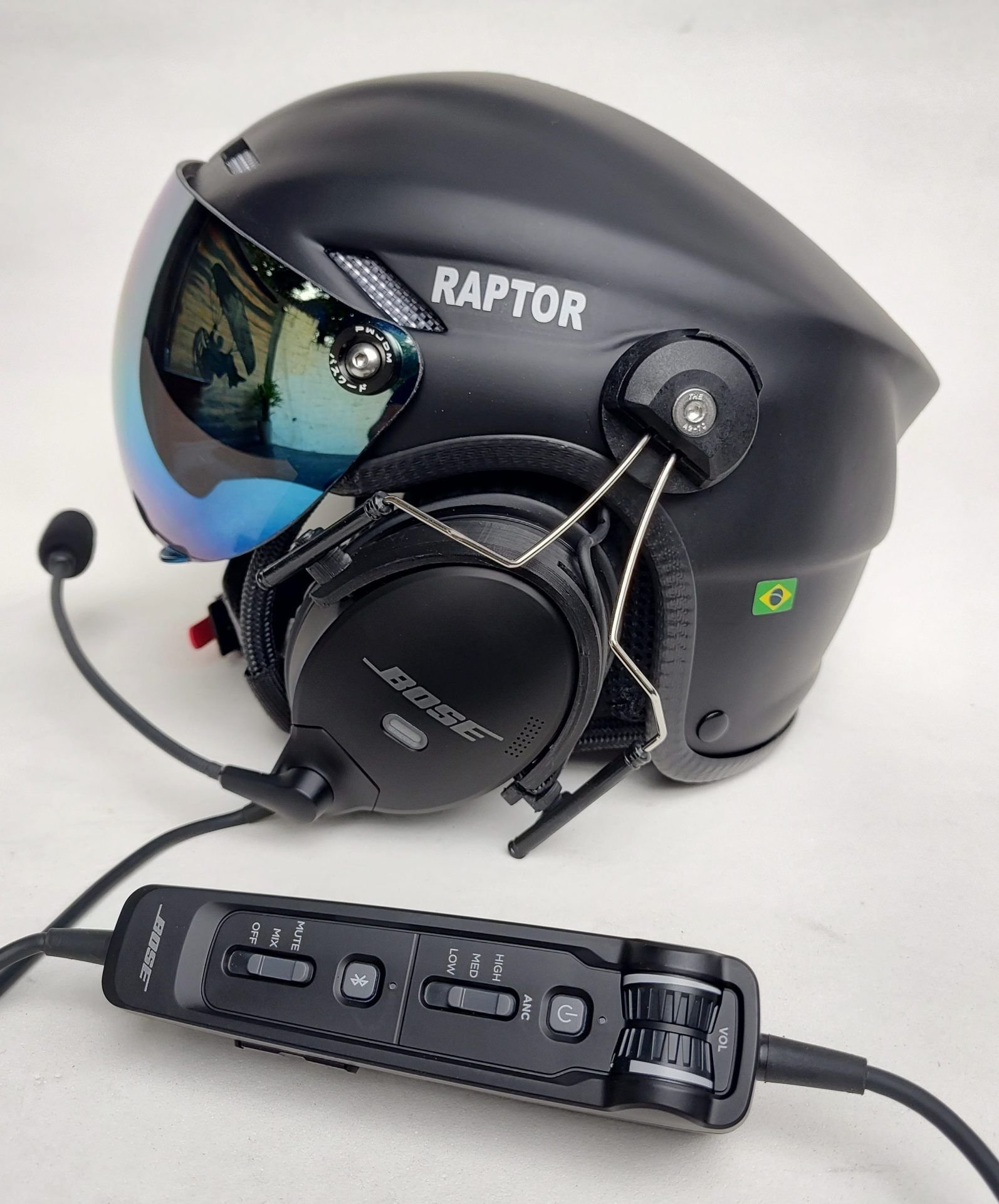 CAPACETE RAPTOR COM FONIA BOSE A30 BLUETOOTH DUAL PLUG PARA AVIAÇÃO. - Imagem 12