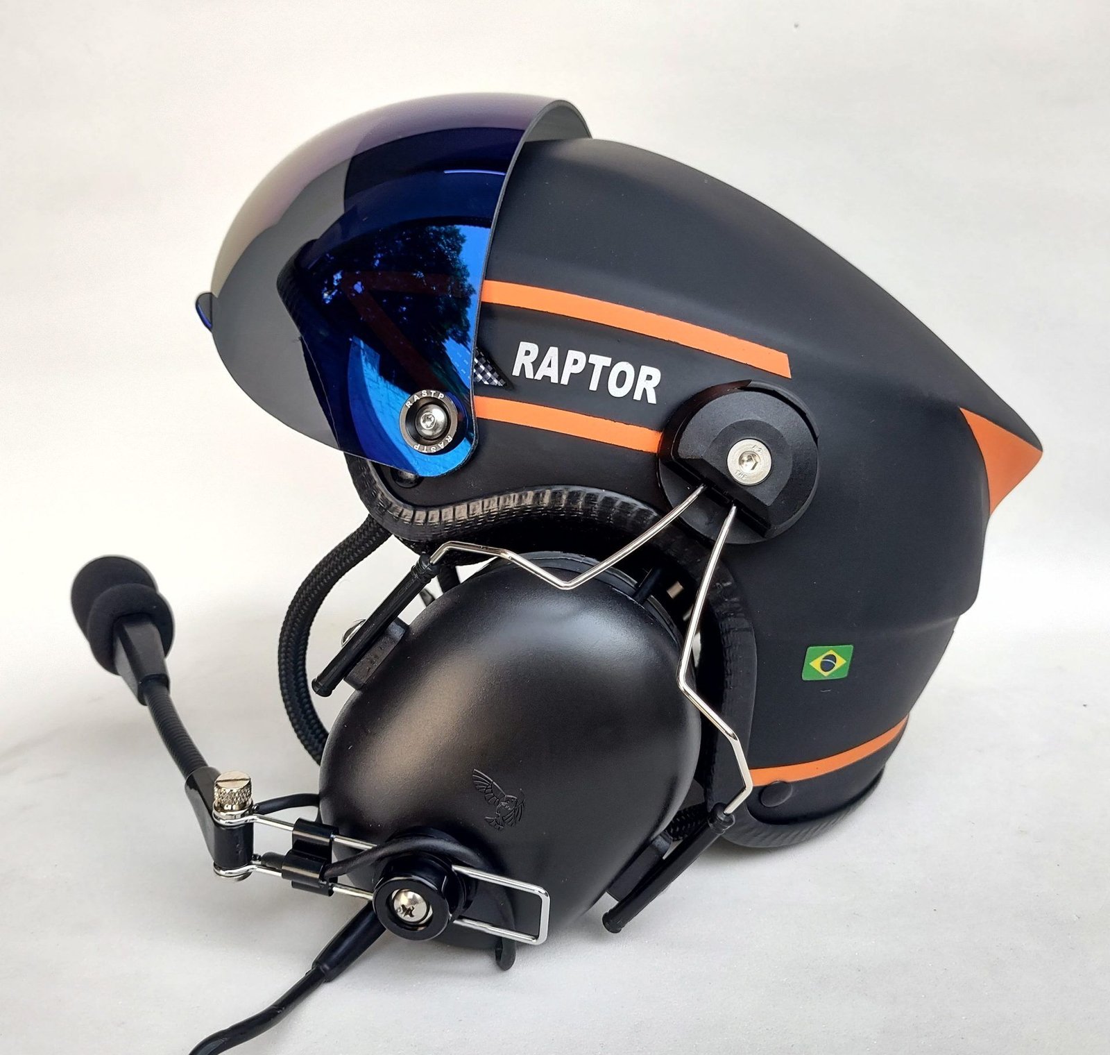 CAPACETE RAPTOR PLUS PINTURA PRETO FOSCO COM FAIXAS LARANJA - Imagem 7