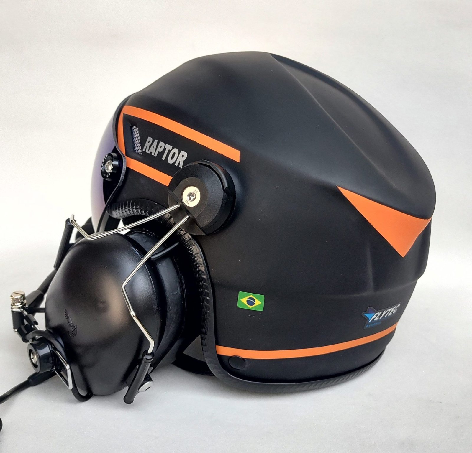 CAPACETE RAPTOR PLUS PINTURA PRETO FOSCO COM FAIXAS LARANJA - Imagem 2