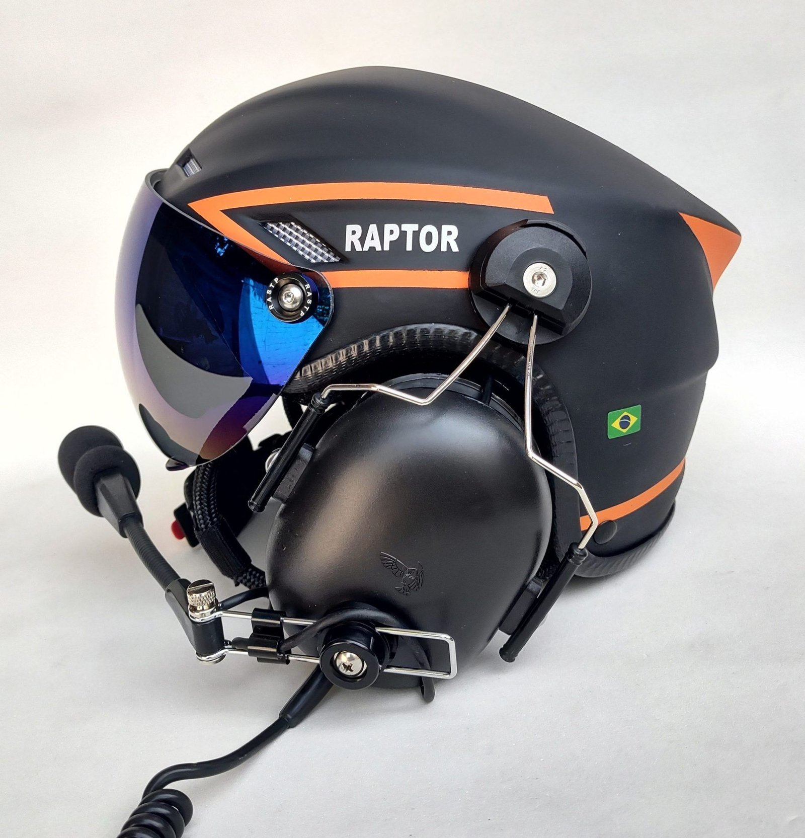 CAPACETE RAPTOR PLUS PINTURA PRETO FOSCO COM FAIXAS LARANJA