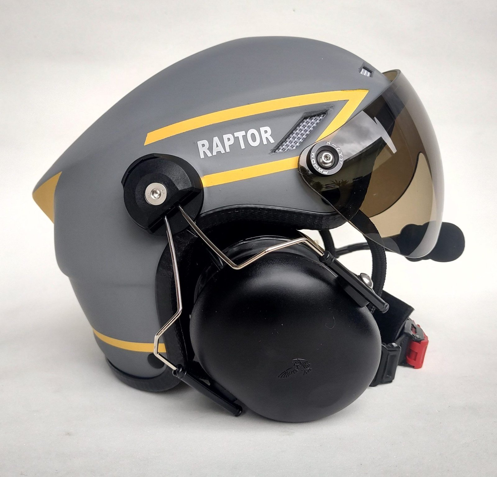CAPACETE RAPTOR PLUS PINTURA AZUL FOSCO COM FAIXAS CINZA - Imagem 2